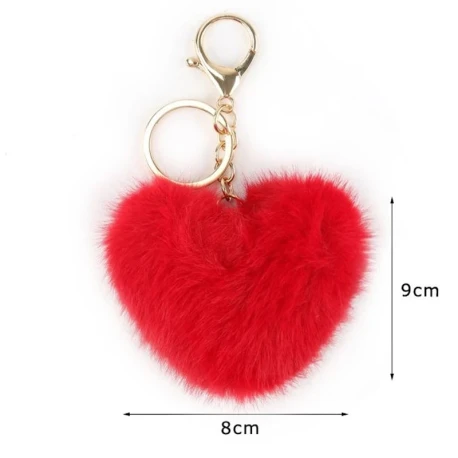 Ciondolo cuore in ecopelliccia con moschettone oro