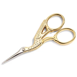 Gold plated stork beak embroidery scissors 9cm Prym