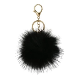 Ciondolo borsa e portachiavi Pom Pom 9 cm eco pelliccia oro 2