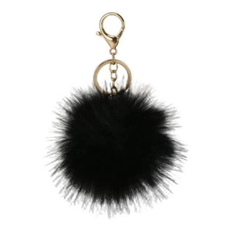 Ciondolo borsa e portachiavi Pom Pom 9 cm eco pelliccia oro