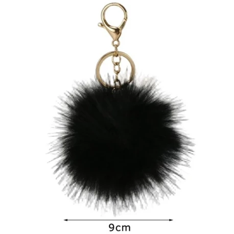 Ciondolo borsa e portachiavi Pom Pom 9 cm eco pelliccia oro