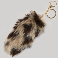 Ciondolo borsa eco pelliccia maculata 13 cm oro