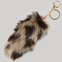 Animal print faux fur tail keychain bag charm 13 cm