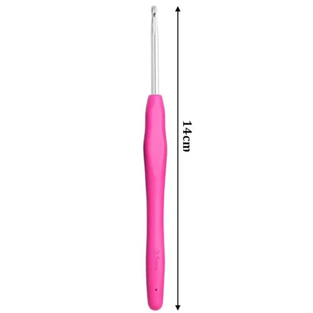 Uncinetto ergonomico 3.5 mm rosa con manico in plastica