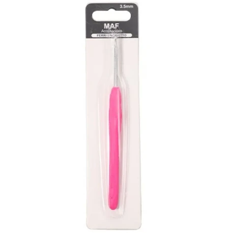 Uncinetto ergonomico 3.5 mm rosa con manico in plastica