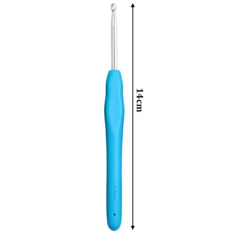 Uncinetto ergonomico 4.0 mm azzurro con manico in plastica