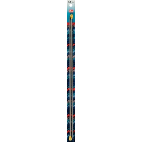 Single-pointed knitting needles, aluminium, 40cm, 3.50mm, grey - 191475 Prym