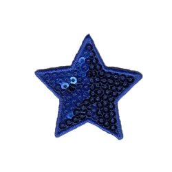 Star Sequins Blue patch heat-activated sequin appliqué