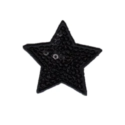 Star Sequins Black patch heat-activated sequin appliqué