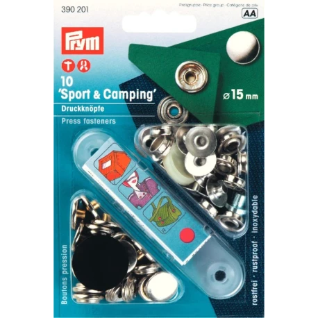 'Sport & Camping' press studs SILVER 15mm - 390201 Prym