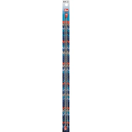 Single-pointed knitting needles, aluminium, 40cm, 2.50mm, grey - 191473 Prym
