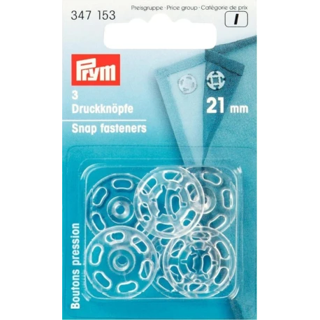 Transparent Plastic Snap Buttons 21 mm - 347153 Prym