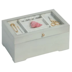 Workbox, white wood, antique style with glass front - 612532 Prym