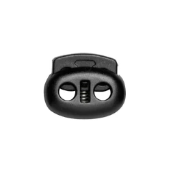 Black cord lock toggle stopper. Medium sizes and with two holes