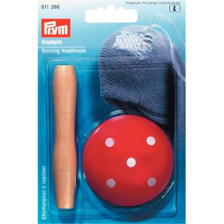 Fungo per rammendo, rosso a pallini in legno - 611266 Prym