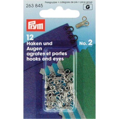 Spring hooks and eyes, size 2, silver-coloured - 263845 Prym