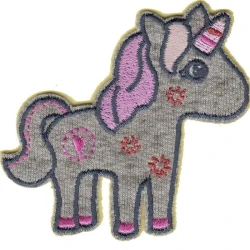 Grey Melange Unicorn Iron-on Embroidery Appliqué