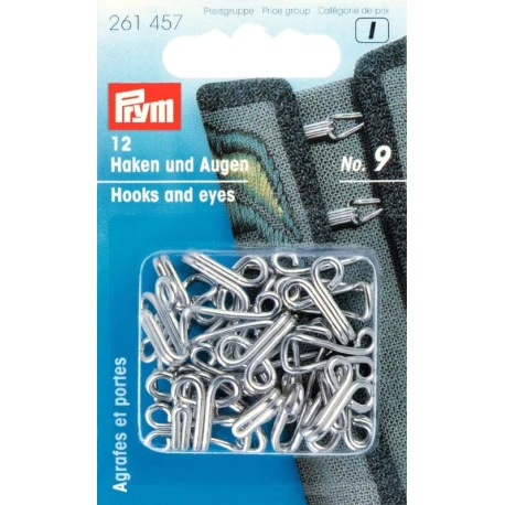 Hooks and Eyelets for Jackets SILVER No.9 - 261457 Prym