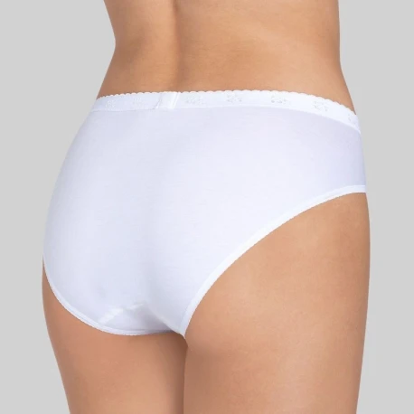 Sloggi CHIC TAI donna slip in cotone sgambato con pizzo bianco
