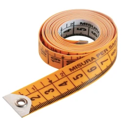The tailor's tape measure scale in centimetres with box