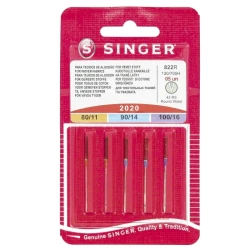 Sewing machine needles SINGER 80/90/100 Assorted 5 pieces with flat shanks - Article 2020