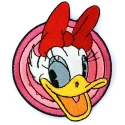 Disney© Daisy Duck with red bow embroidered iron-on patch