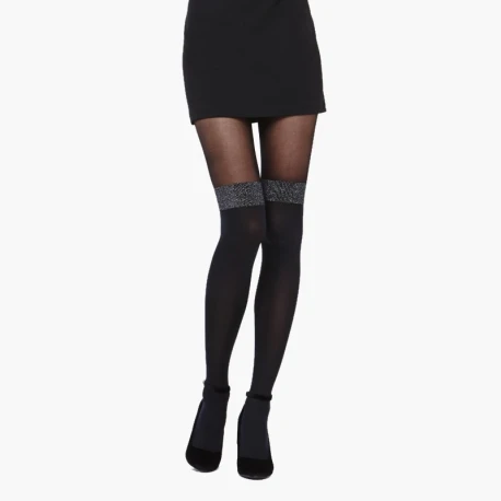 Collant moda a parigina nero con lurex Viviana - Pompea