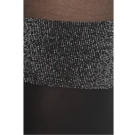 Black lurex fashion tights with over the knee sock pattern - Pompea Viviana
