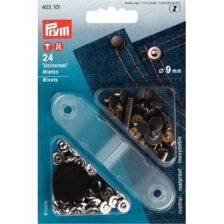 Jeans Rivets 9 mm Silver/Antique Iron - 403101 Prym