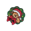 Christmas bear embroidered iron-on appliqué, washable