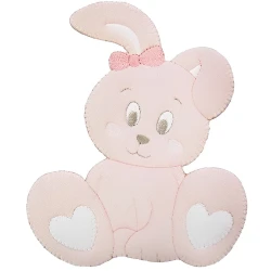Embroidered baby bunny iron-on appliqué for blankets