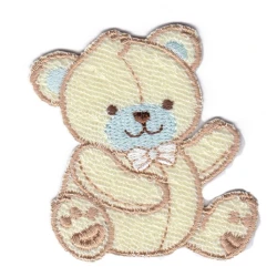 Blue teddy bear BABY embroidered iron-on appliqué