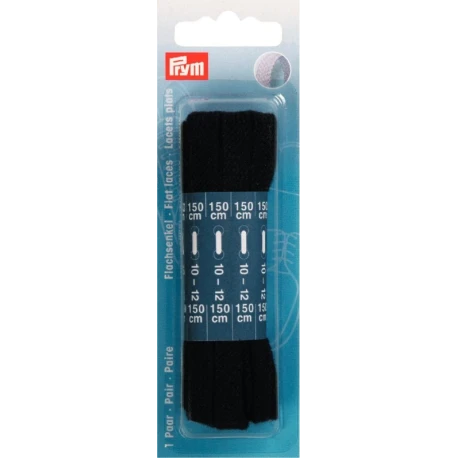 Stringhe piatte per scarpe 150 cm x 8 mm Nero - 974740 Prym