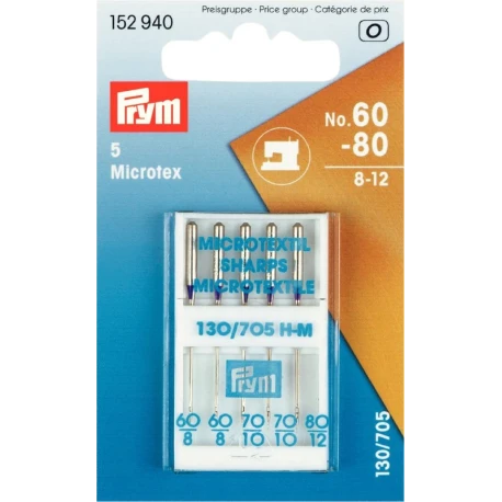 Prym Microtex machine needles flat head for fine fabrics