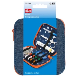 Sewing accessories kit, denim with orange zip fastener - 651244 Prym