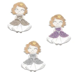 Embroidered glitter ballerina princess iron-on patch