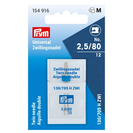 Prym universal twin sewing machine needles size 80 2.5mm