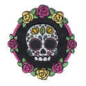 Teschio messicano nero Dia de Los Muertos applicazione patch ricamata termoadesiva Marbet