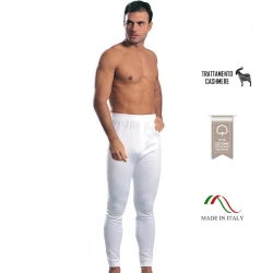 Leable men long-legged white tights in fleece cotton