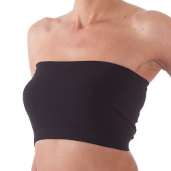 Strapless bandeau bra top in seamless microfibre black