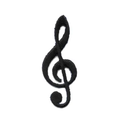Embroidered iron-on treble clef patch