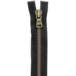 Divisible T5 metal zip for leather jackets and coats (zip fastener with bronze chain)