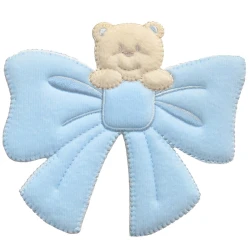 Teddy bear with blue bow embroidered Baby patch appliqué
