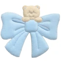 Orsetto con fiocco celeste applicazione Baby ricamata - Modidea