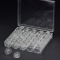 Organiser box with 25 low plastic bobbins for sewing machines - K1334 Benox