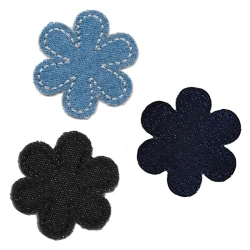 Denim flower embroidered iron-on patch appliqué
