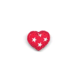 Red heart with white stars thermoadhesive embroidered patch application