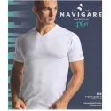 Short-sleeved V-neck T-shirt in combed cotton - 512 Navigare Underwear