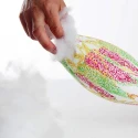 Soft stuffing for puppets made of flocked synthetic wadding