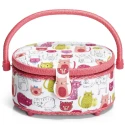 Slightly oval-shaped sewing basket in kitty pattern - 612043 Prym